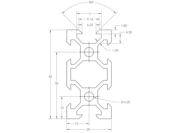 Perfil V-slot 2040 - Imagen 2